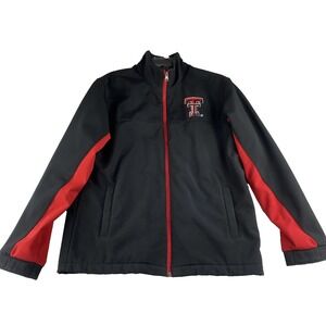 Mens Texas Tech Full Zip Jacket Small Red/Black Embroidered Lined Stretch NCAA